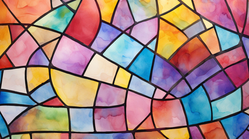 Modern abstract watercolor stained glass