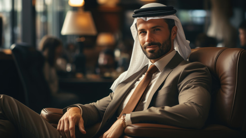 Ambitious middle eastern professional at work in a sleek office