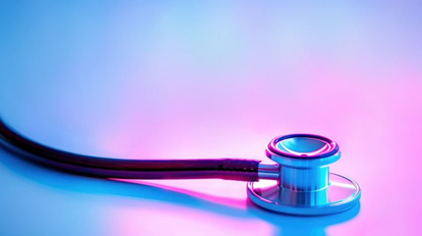 A stethoscope placed on a table with a softly blurred background of healthcare & medical concept