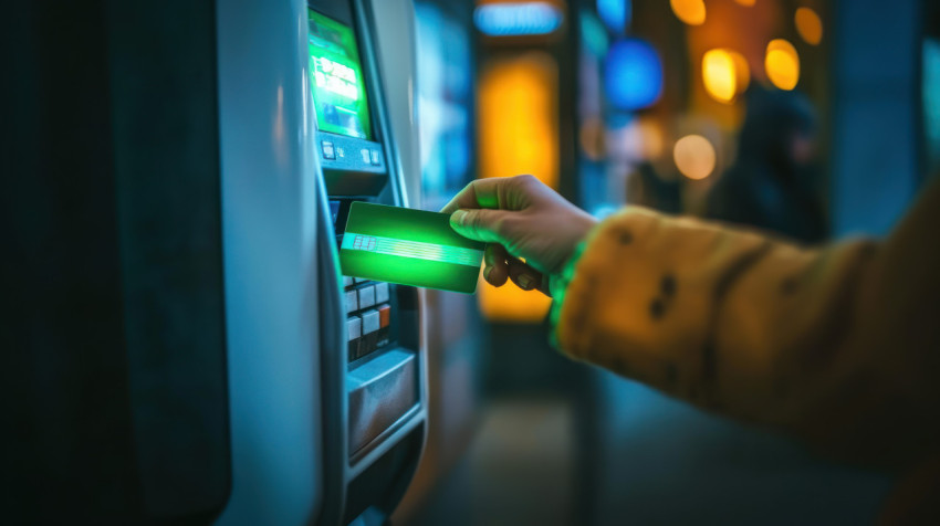 The person inserting their credit card into an ATM ATM service idea