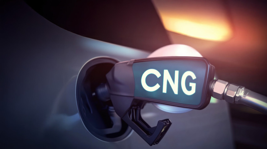 Close up of cng gas pump with the letters cng visible