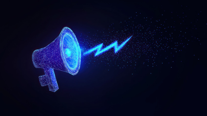 Low poly megaphone with a lightning bolt