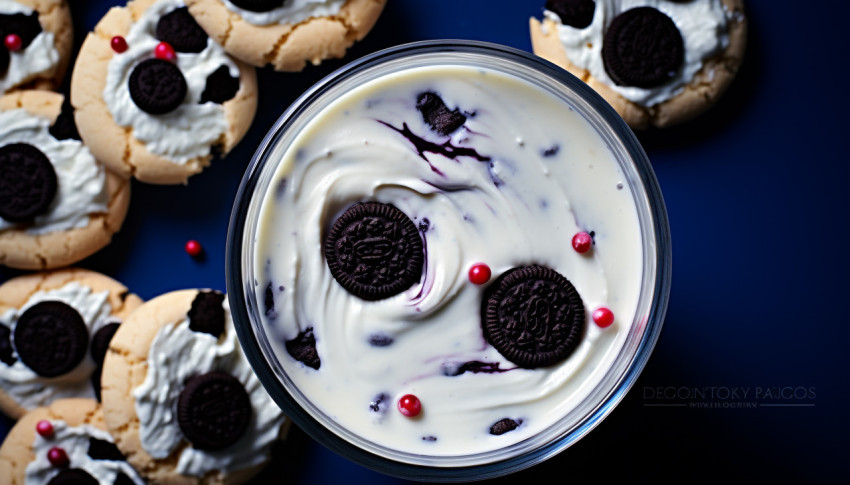 A photo of a Cookies and cream milkshake, beverage advertisement photography inspiration