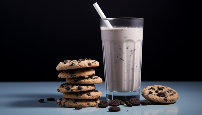 A photo of a Cookies and cream milkshake, beverage advertisement photography inspiration