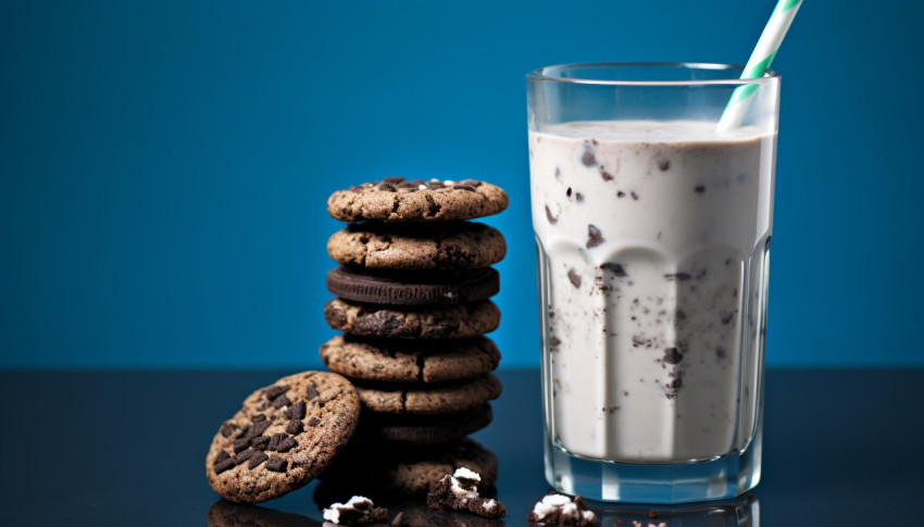 A photo of a Cookies and cream milkshake, beverage advertisement photography inspiration