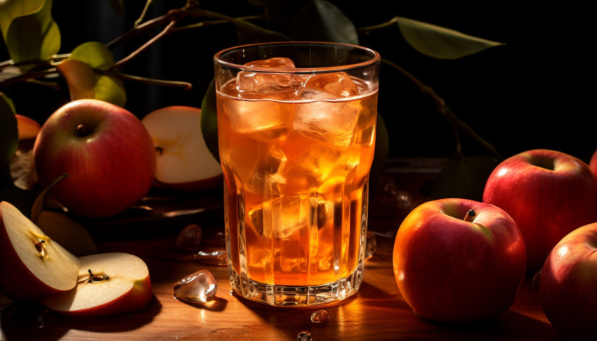 A photo of a Apple juice, beverage advertisement photography inspiration