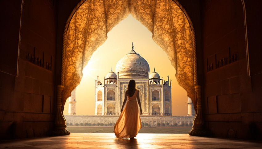 Taj Mahal Archway and Person