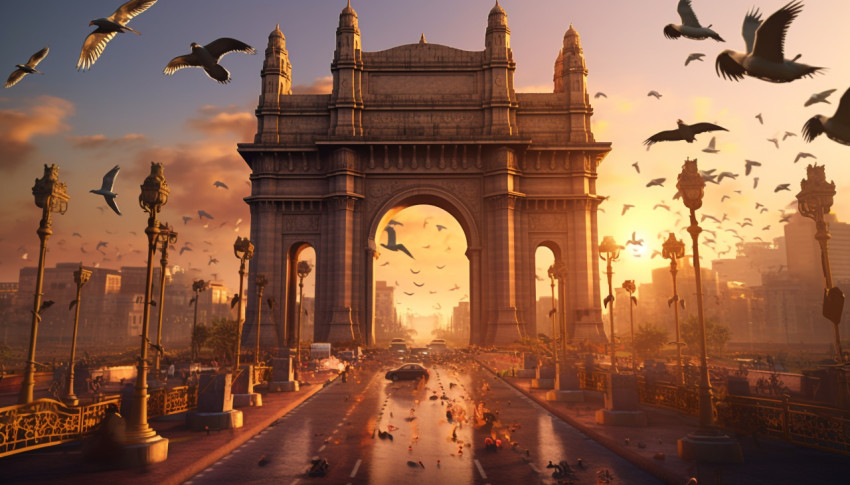 Cityscape with Gate of India
