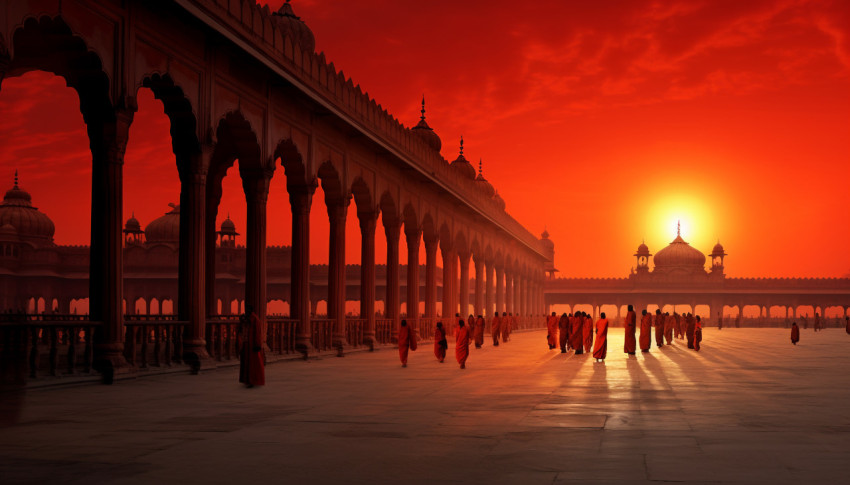 Majestic Red Fort in Sunset India