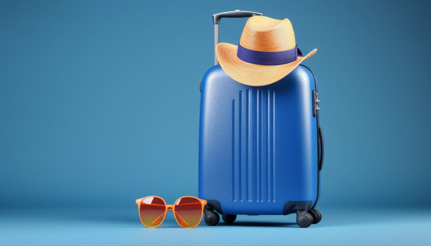 Vacation Ready Blue Suitcase