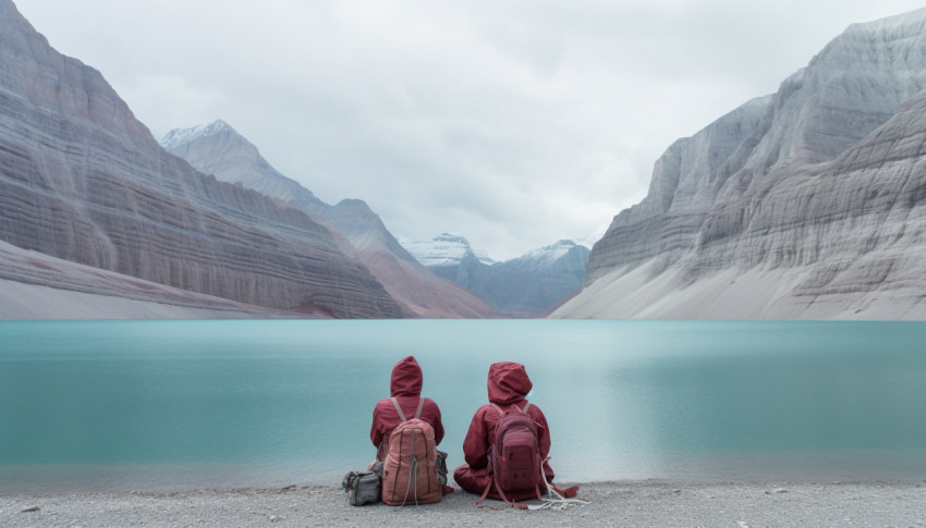 Two Friends Bonding Over a Beautiful Lake Two Friends Bonding Over a Beautiful Lake