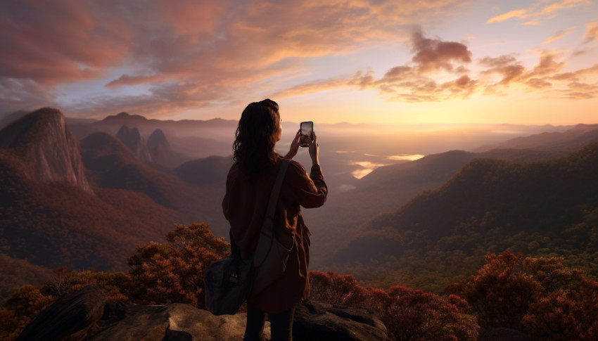 Woman Selfie Mountain Top iPhone Woman Selfie Mountain Top iPhone