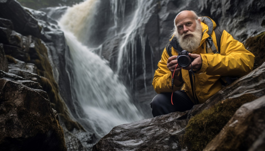 Photographer Capturing Waterfall