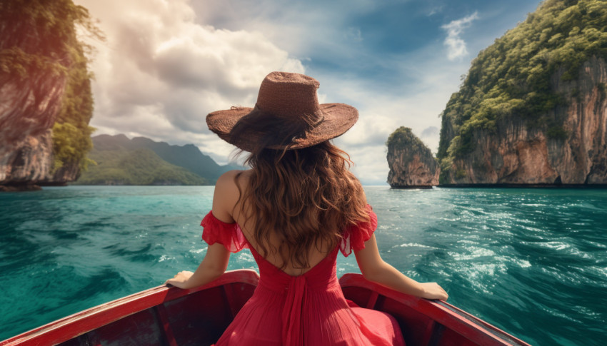 Woman in Boat on Thai Island