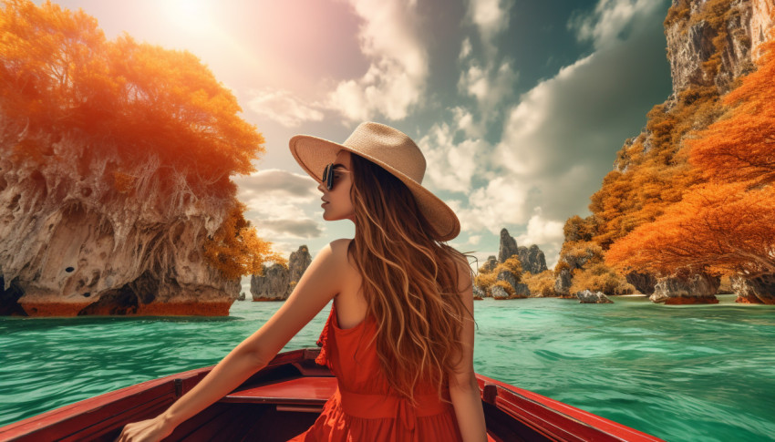 Beautiful Woman on a Boat in Thailand