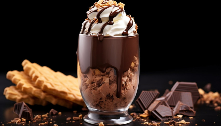 Stylish Glass of Chocolate Ice Cream