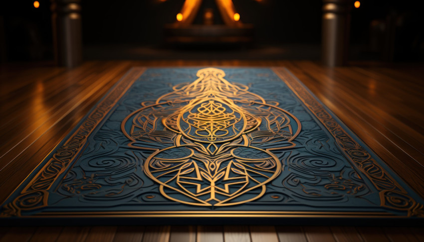 Black gold and blue themed mat to elevate your interior decor