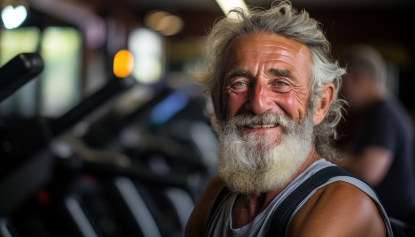 Senior gentleman at the gym for fitness