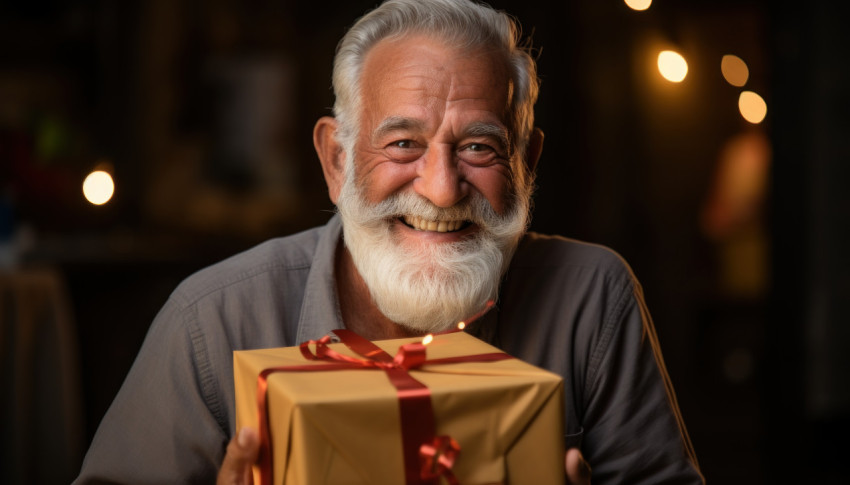 Man holding yellow gift box