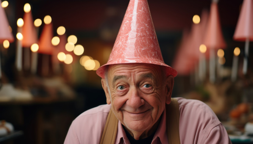 Senior man in the celebration birthday hat