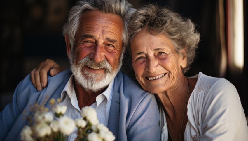 Senior enjoying each other company at home