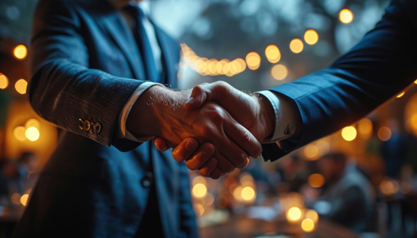 Two business men sealing the deal with a handshake