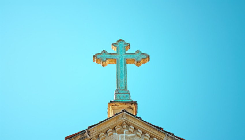 Religious cross atop church