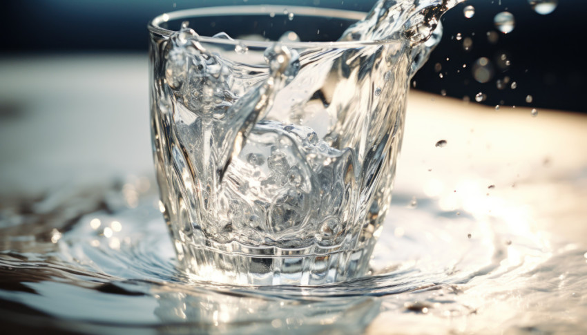 Pouring water into a glass