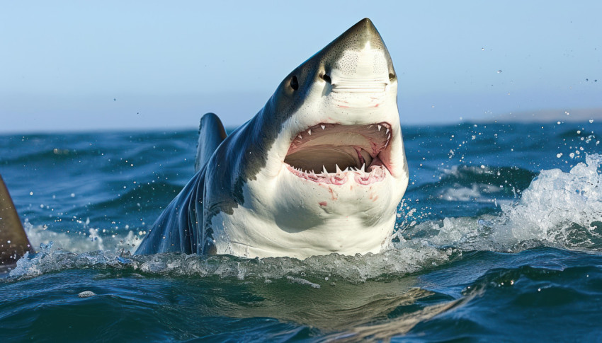 Massive great white shark surfaces off the coast