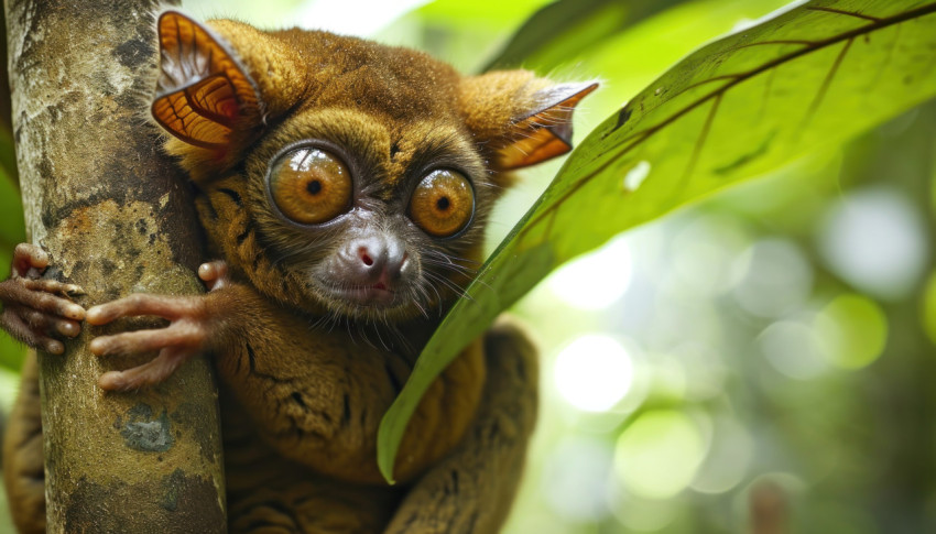 Adorable tarsier primate at the tarsier visitor center