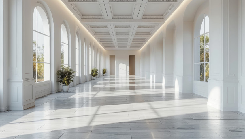 Simple white room with clean walls offering a blank canvas for creativity or minimalistic design