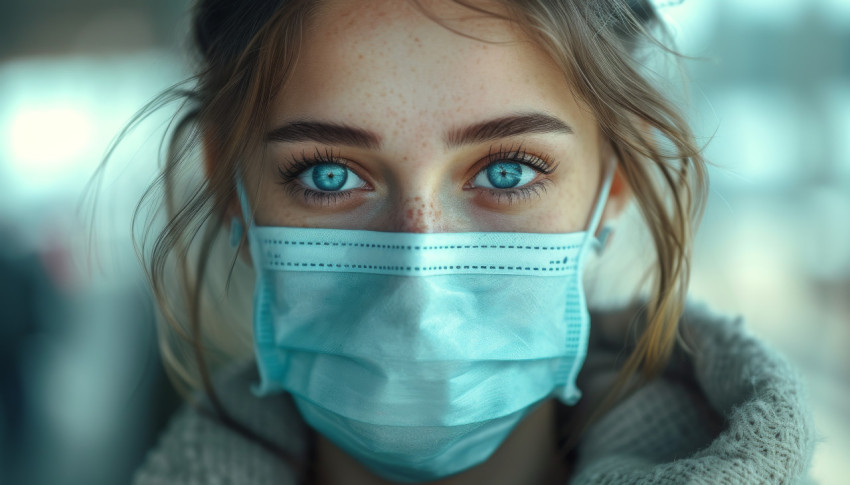 Responsible woman wearing a surgical mask