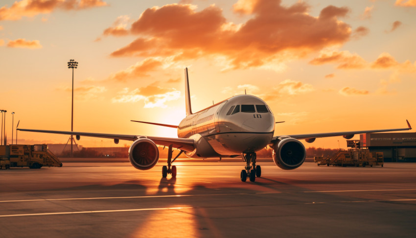 Sunset Over Airplane Wing