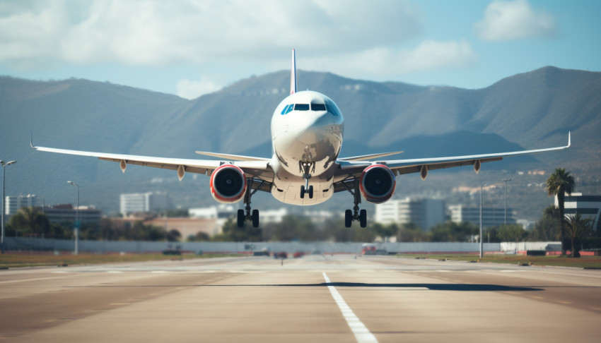 Airplane taking off from the airport