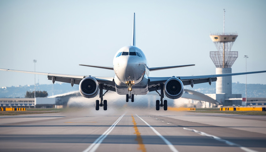 Airplane taking off from the airport