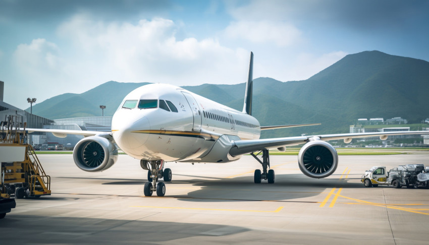 Airplane Landing at Hong Kong Airport