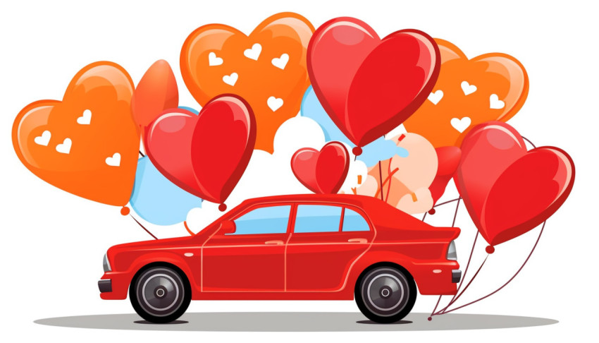 Car with balloons sticker template