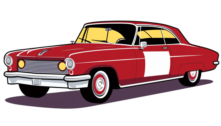 Classic Car Sticker on White Background