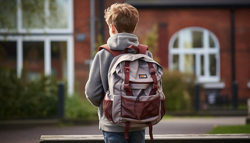 Young Boy Walking to School