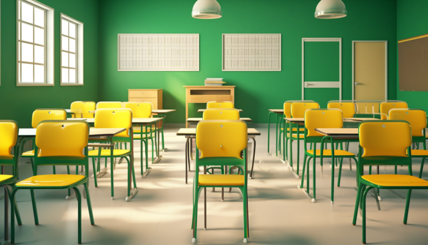 Classic Schoolroom with Chalk and Sunlight