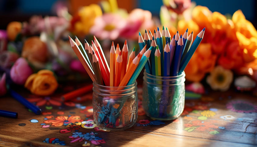 Colorful Crayons on Desk