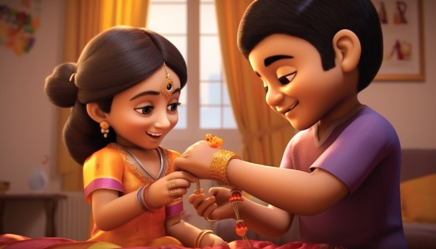 A cherished Raksha Bandhan celebration in a cozy living room