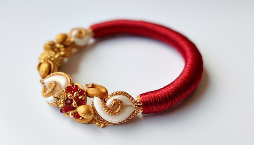 Rakhi cashew and red bangle