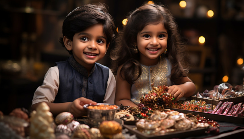 Indian Brother and Sister Celebrate Raksha Bandhan