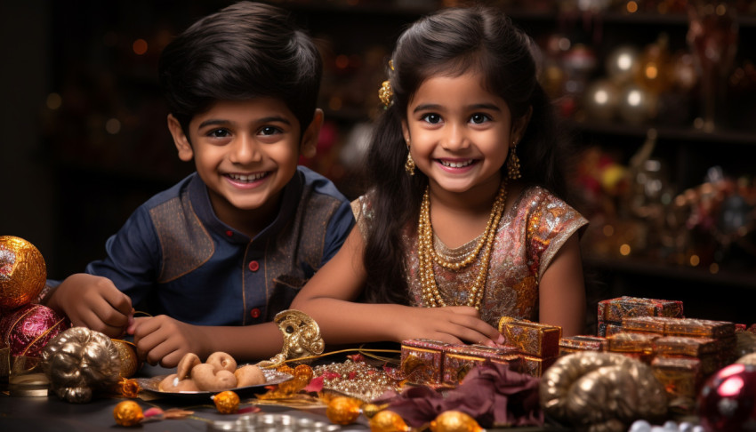 Brother and Sister Exchange Gifts on Raksha Bandhan