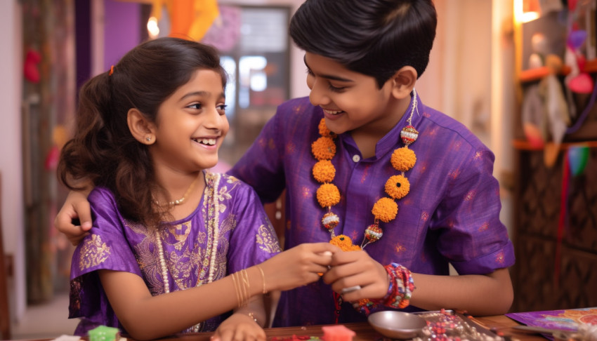 Cute Indian Kids Celebrate Rakhi Festival