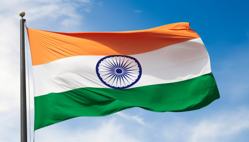 The Indian Flag Flying in Celebration