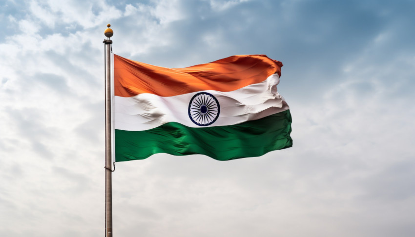 Red fort delhi india with india flag flying high