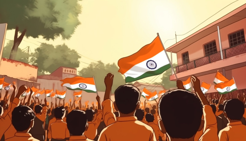 Flag day in india with children