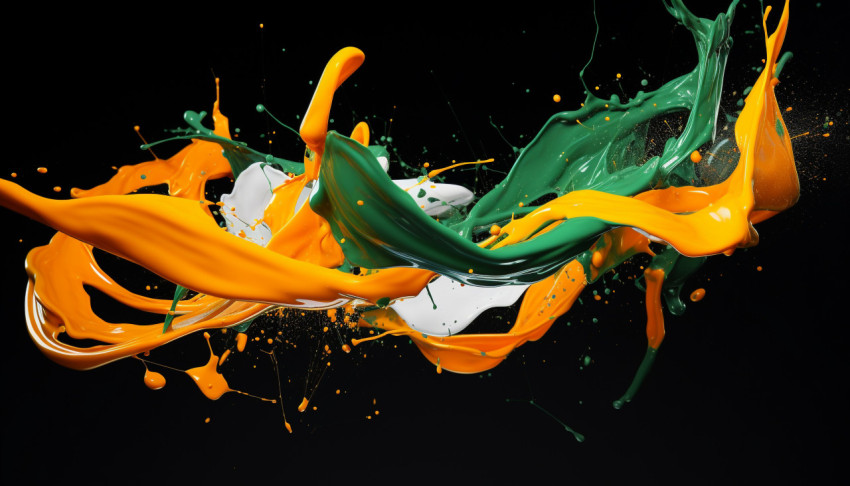 A picture of an orange and green paint splash